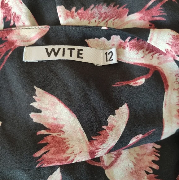 Wite bird Print Wrap Dress - Picture 6 of 6